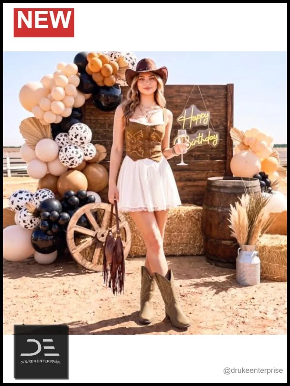 Women Square Toe Western Cowboy Boots PU Leather Mid-Calf Block Heel